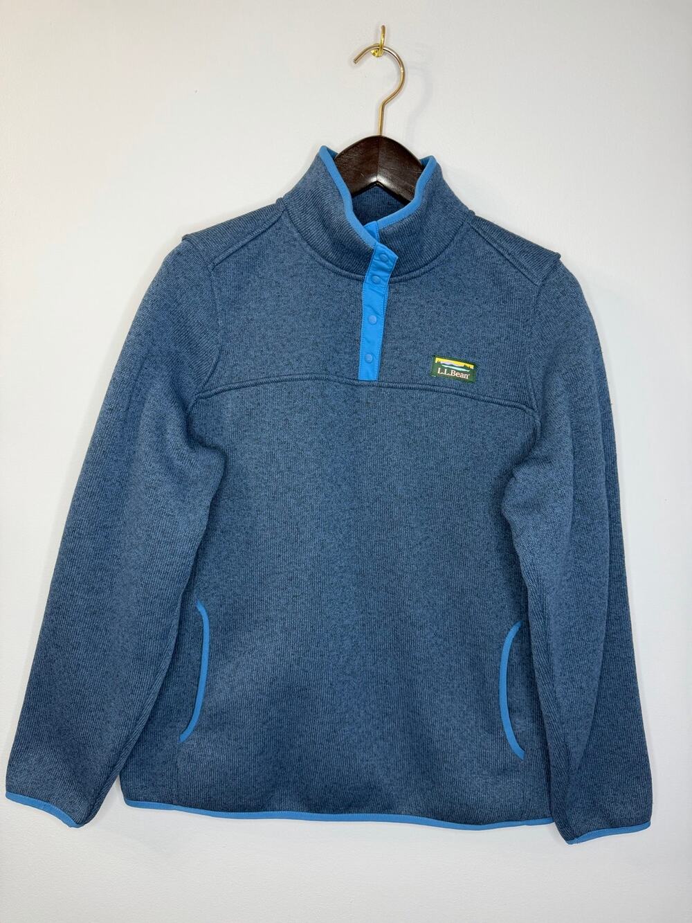 L.L.Bean Men's Sweater Fleece Pullover Blue Men's L Preppy